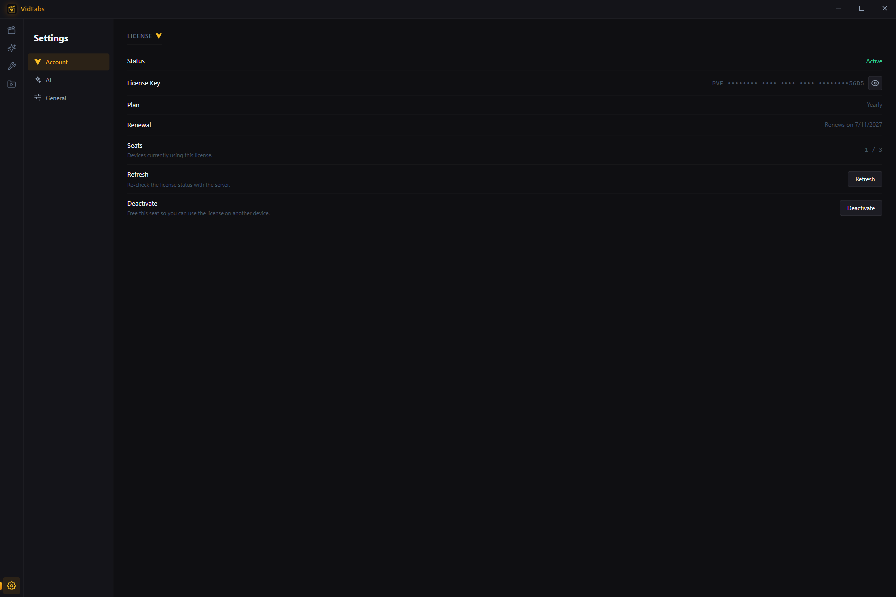 Account settings