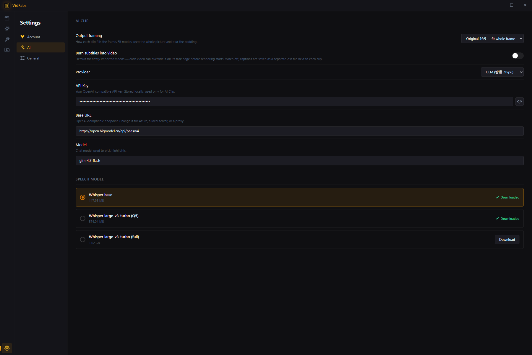AI settings